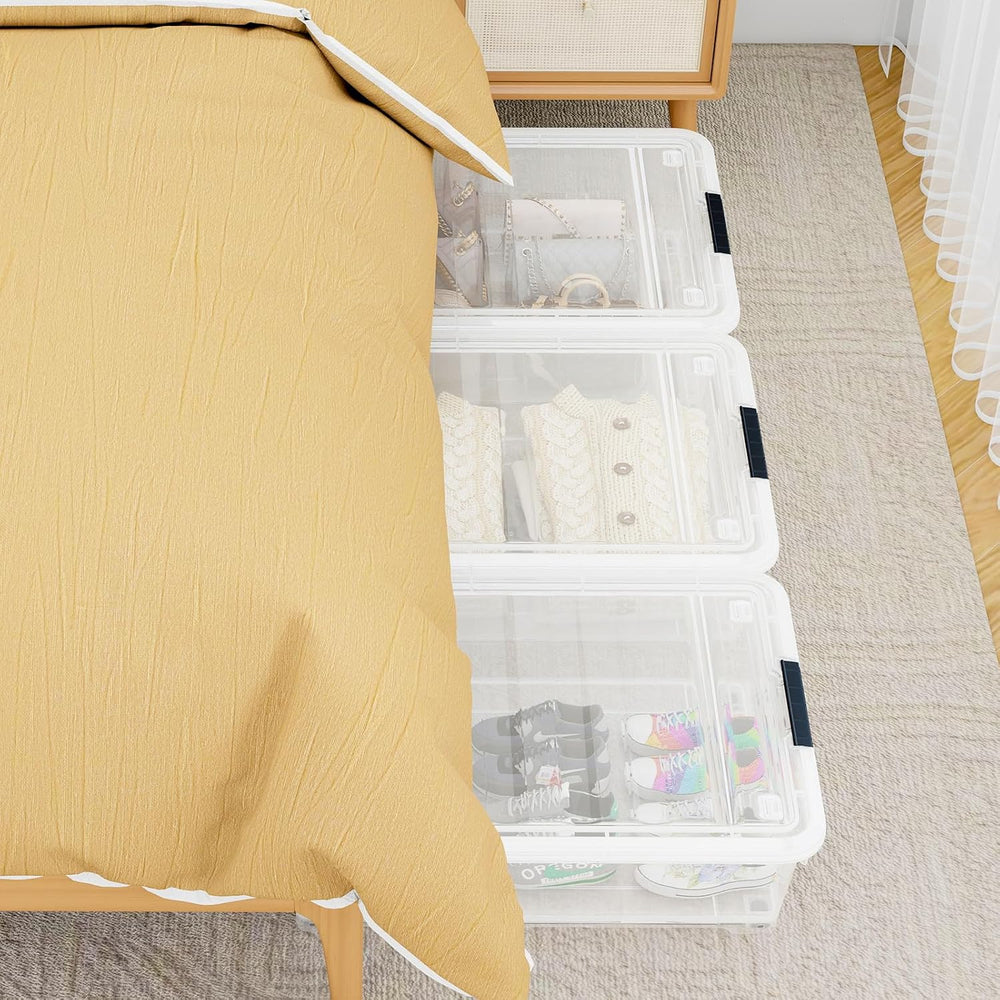4-Pack Wheeled Underbed Storage Bin with Lid, 30L