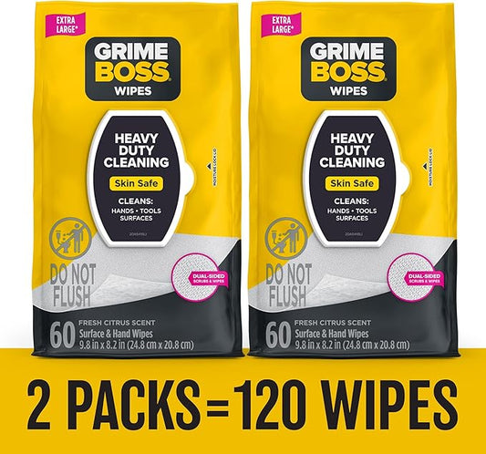 Grime Boss Heavy Duty Surface and Hand Wipes | Wet Wipes Remove Paint, Dirt | - Image 2
