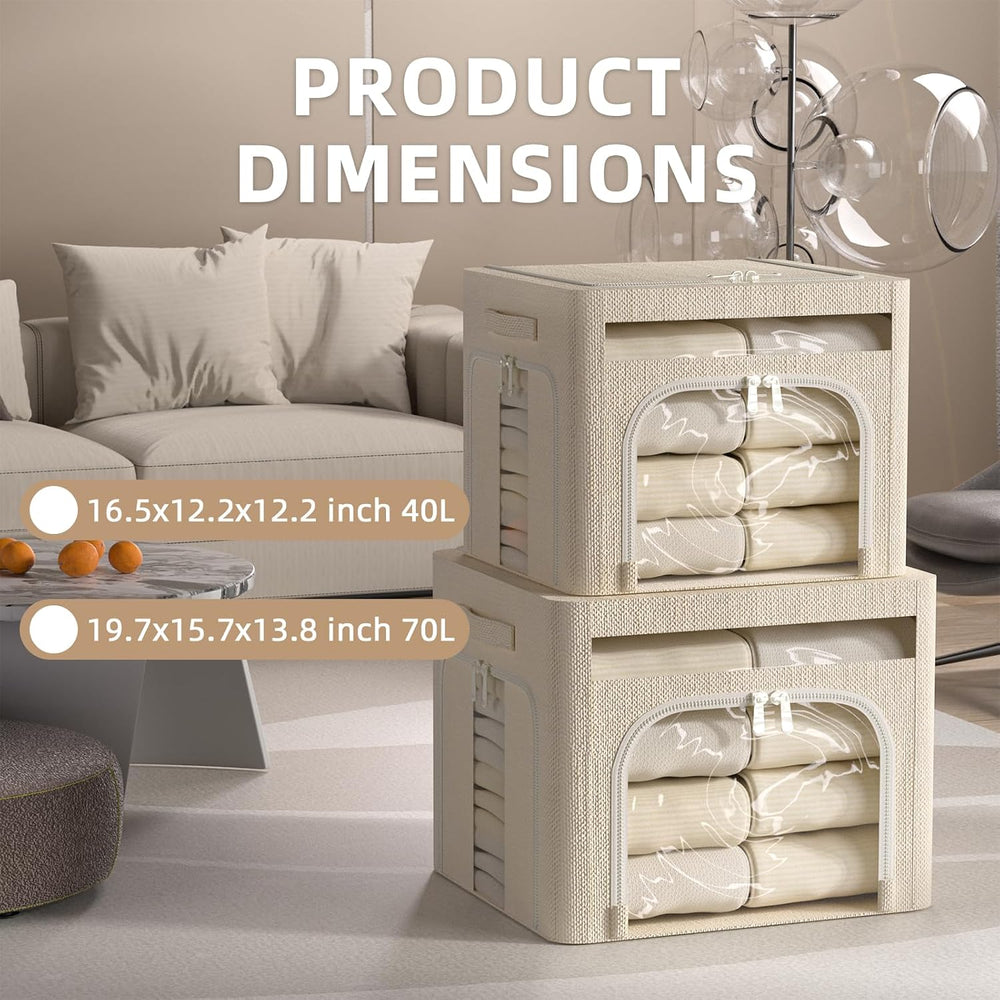 FHSQX 6 Pack Foldable Storage Bins for Clothes Clothes Storage Bins with Meta...