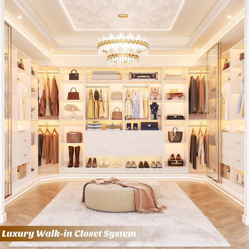 Besiost Corner Closet System with 3 Sets, 87.2" Closet Organizer System