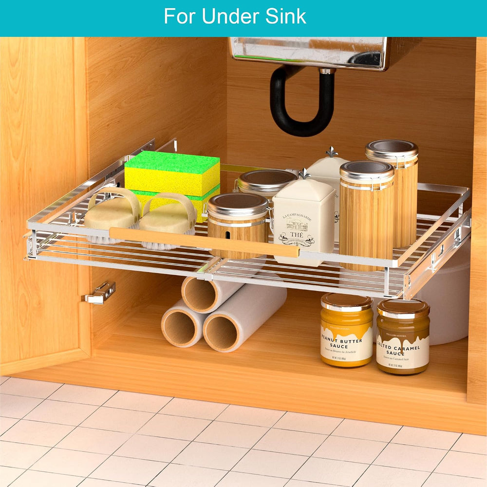 iPEGTOP Pull Out Cabinet Drawer Shelf Organizer, Extendable Sliding Slide Out...