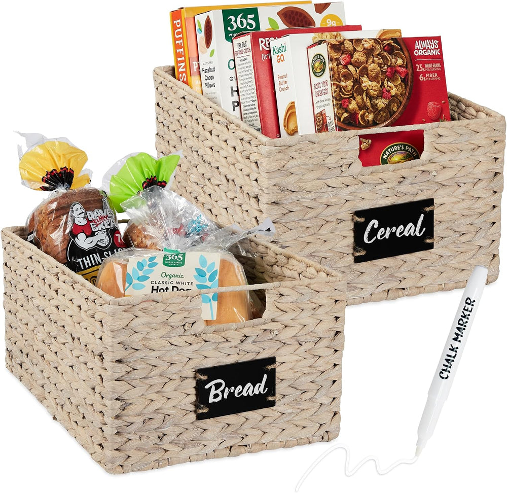 Best Choice Products Pantry Baskets Set of 2 16x12in Water Hyacinth Storage B...