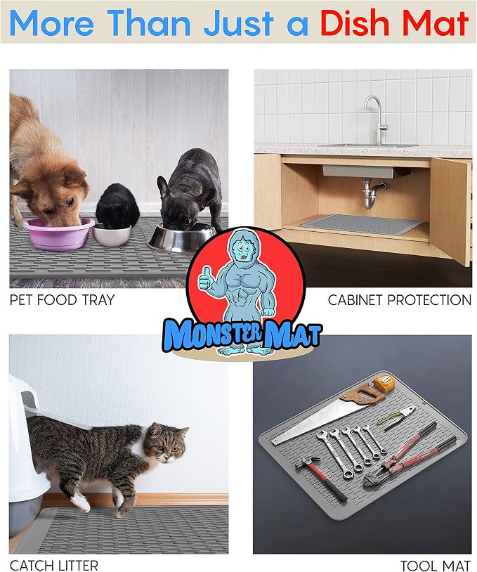 Monster Mat Extra Large Silicone Dish Drying Mat – Heavy Duty & Fast-Drying - Image 6