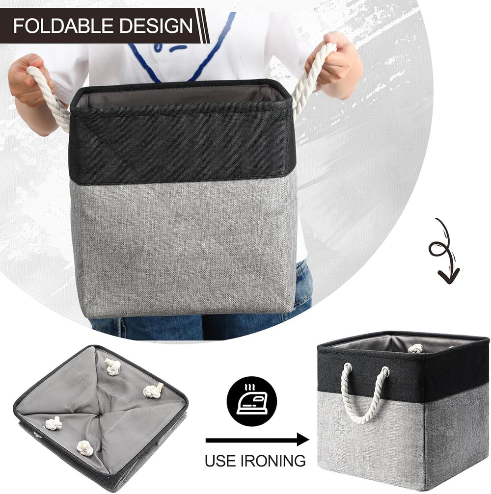 meekoo 8 Pack Fabric Storage Bins Baskets, 12 x 12 x 12in, Black Gray