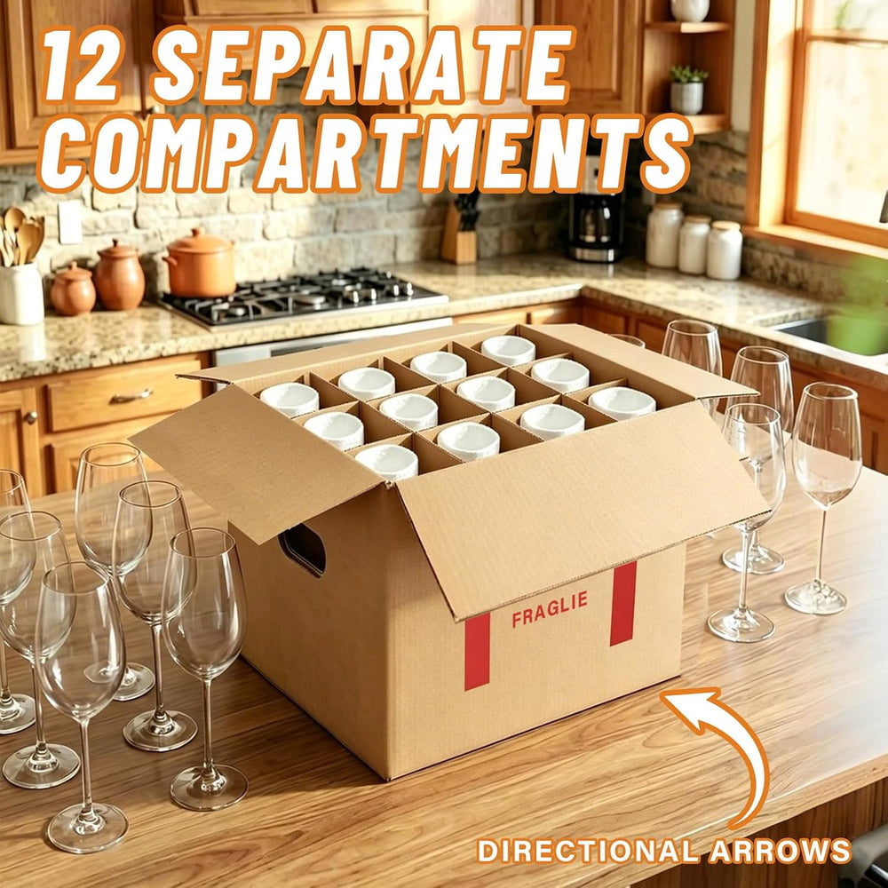 6-Pack 12-Bottle Wine Boxes for Moving 14"x12"x13" Wine Shippi...