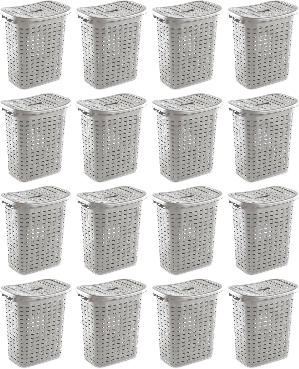 Sterilite Plastic Wicker Style Weave Laundry Hamper, Portable Slim Clothes St...