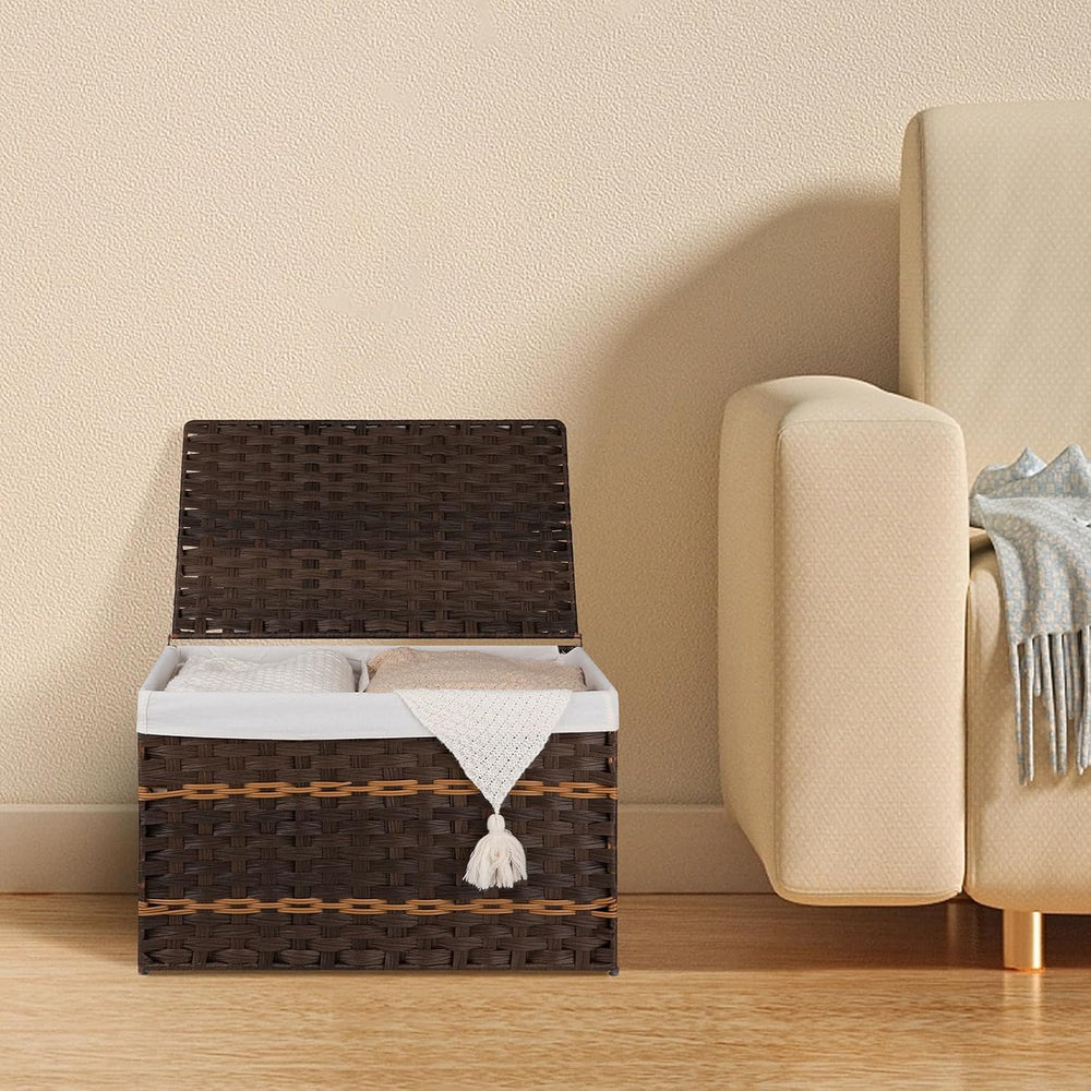 OIAHOMY Storage Basket with Lid, 27.7 Gallon (105L) Blanket Basket with Remov...