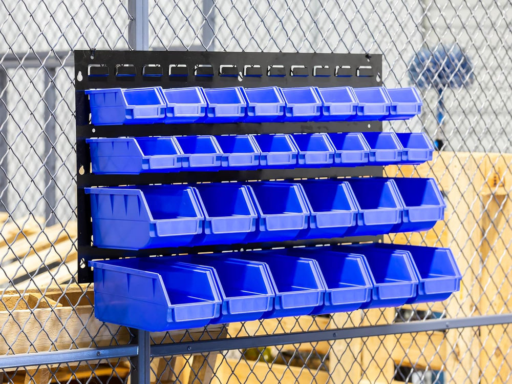 Heavy Duty Storage Bin Set & Steel Panel for Hanging Bin, Bench Mountable...