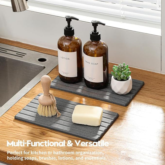 2PCS Water Absorbing Stone Drying Tray Mat - Image 2