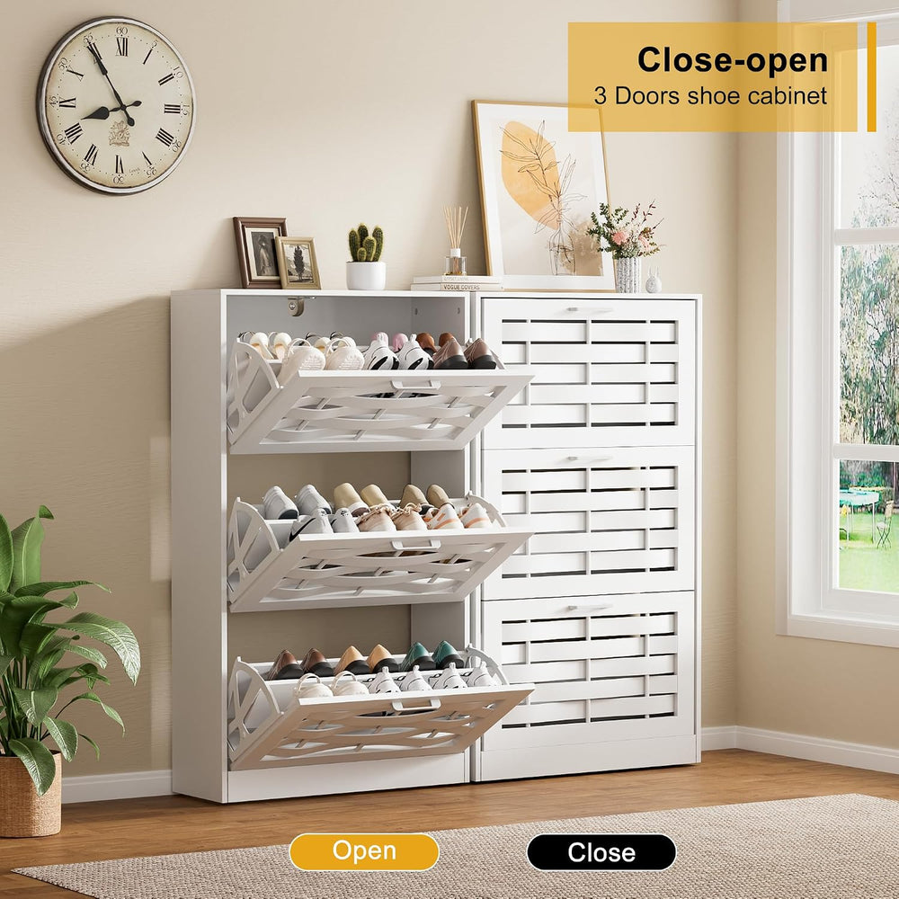 Shoe Cabinet Storage for Entryway with 6 Flip Drawers