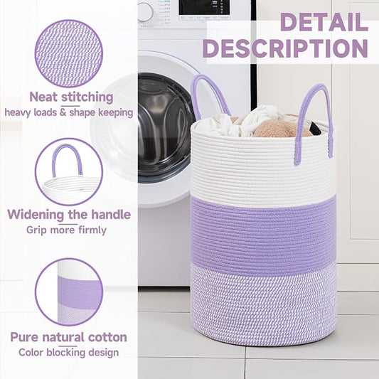 CLHMILY&Z 60L Laundry Basket Round Storage Rope Basket - Image 2