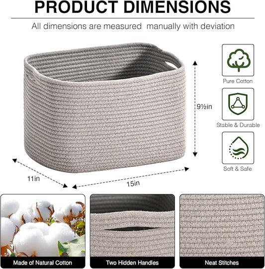 Woven Cotton Rope Storage Basket - Image 2