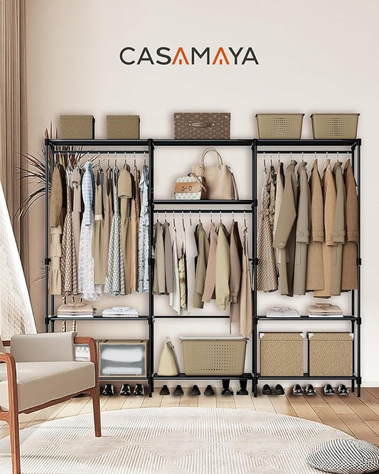 Clothes Rack, Portable Closet, 81.1 Inch Large Capacity Wardrobe Closet - Image 2