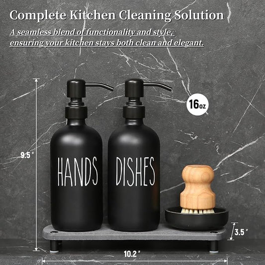 MOMEEMO Matte Black Soap Dispenser Set Comes - Image 2