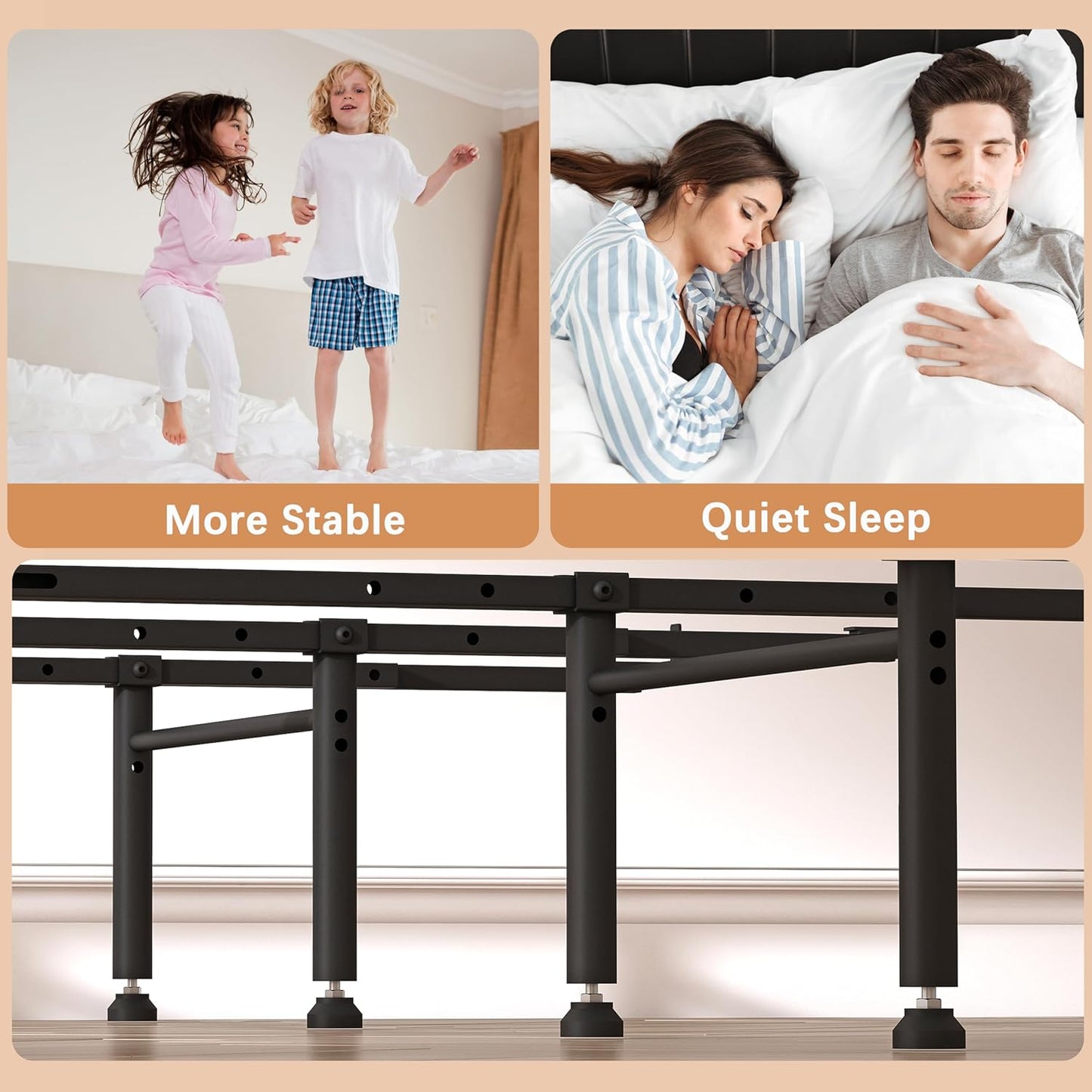 Bed Frame Support System - 4 Cross Rails,Universal Strong Center Support Beams for Full, Queen and King,California King Metal/Wood/Upholstered Bed