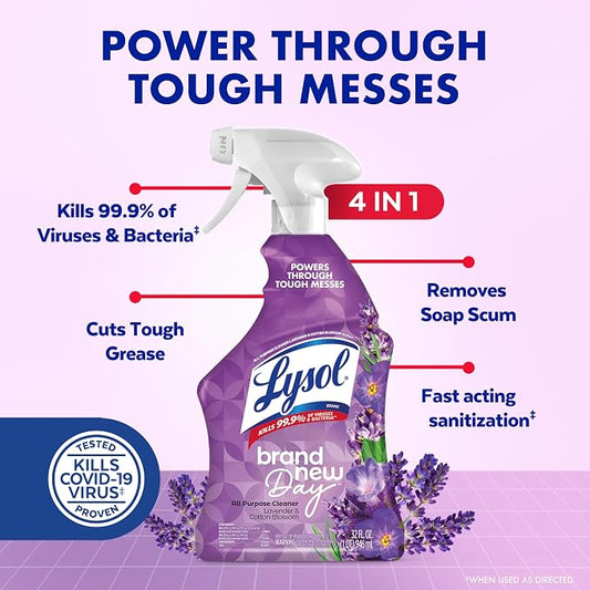 Lysol All Purpose Cleaner Spray, Kitchen & Bathroom Cleaner, Lavender & Cotton - Image 2