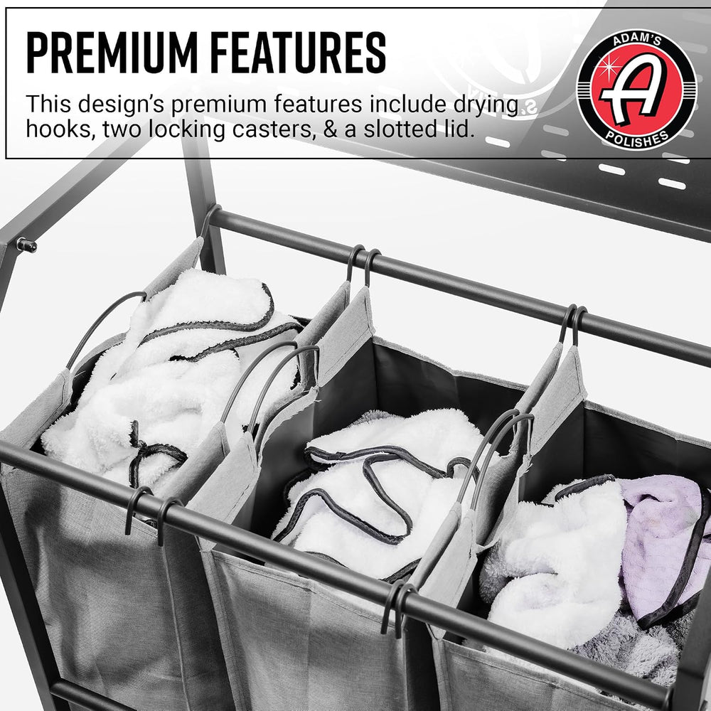 Adam's Polishes Detailing Towel Cart for Dirty Laundry, Cloths, Rags, Clo...