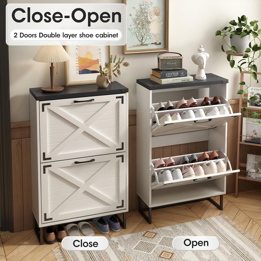 Maupvit 24" W Farmhouse Shoe Cabinet Storage for Entryway, Freestanding ...