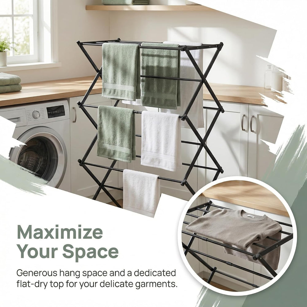 Foldable Clothes Drying Rack, Metal Laundry Rack for Indoor and Outdoor