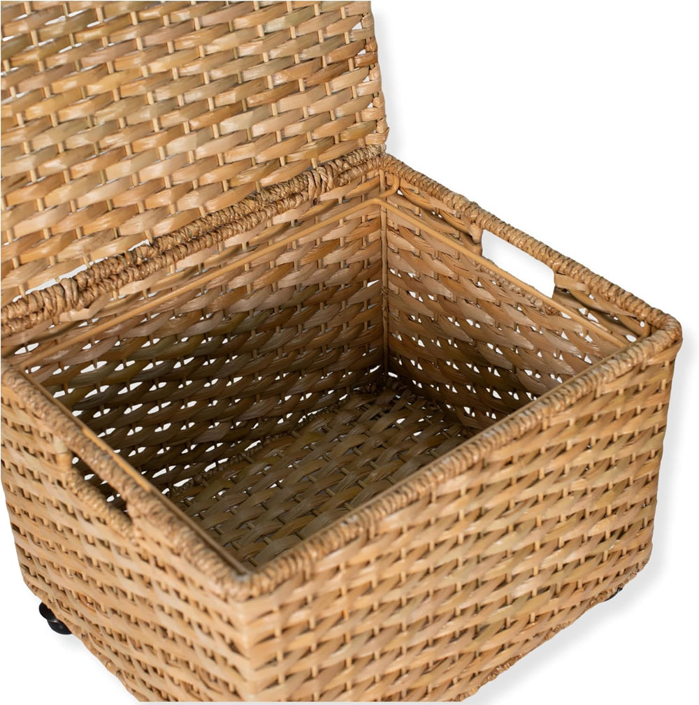 BIRDROCK HOME Seagrass Rolling File Cabinet | Office Storage | Home | Natural