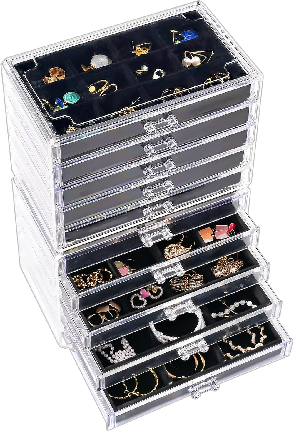 ProCase Earring Holder Organizer Jewelry Box with 10 Drawers, Black