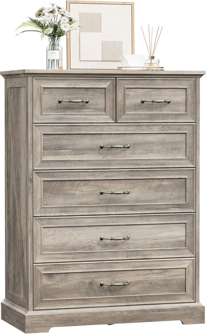 6 Drawer Dresser for Bedroom, Rustic Farmhouse Dresser - Image 7