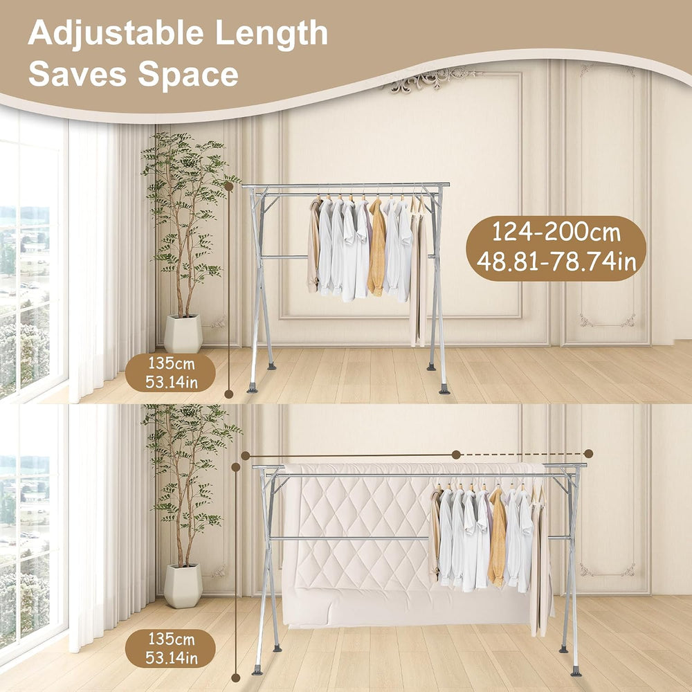 Stainless Steel Clothing Rack, Clothes Drying Rack Foldable, Anti Slip Laundr...