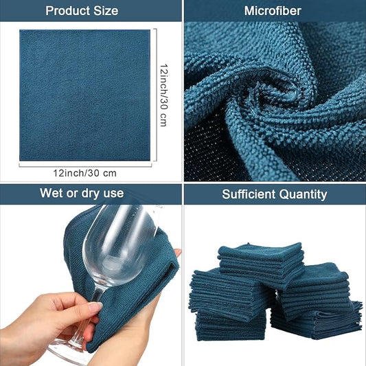 Tenare 100 Count12'' x 12'' Microfiber Cleaning Cloths Reusable Cleaning Rags - Image 2