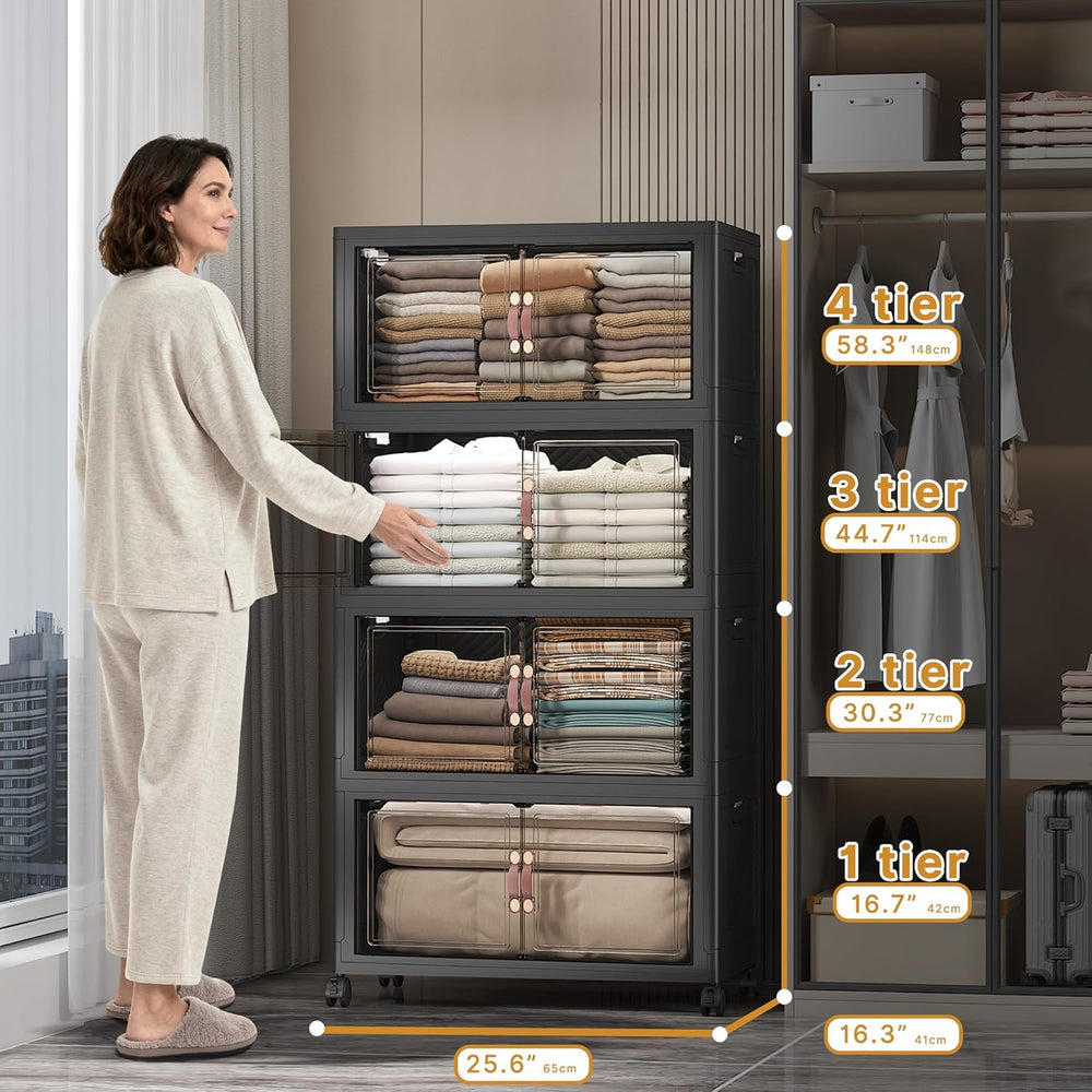 UAMFURI Stackable Storage Bins, 480QT Collapsible Drawers with 1 Lid
