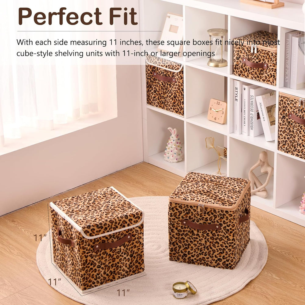 4PCS Storage Cubes with Lids 11 Inch Decorative Cute Bins Boxes