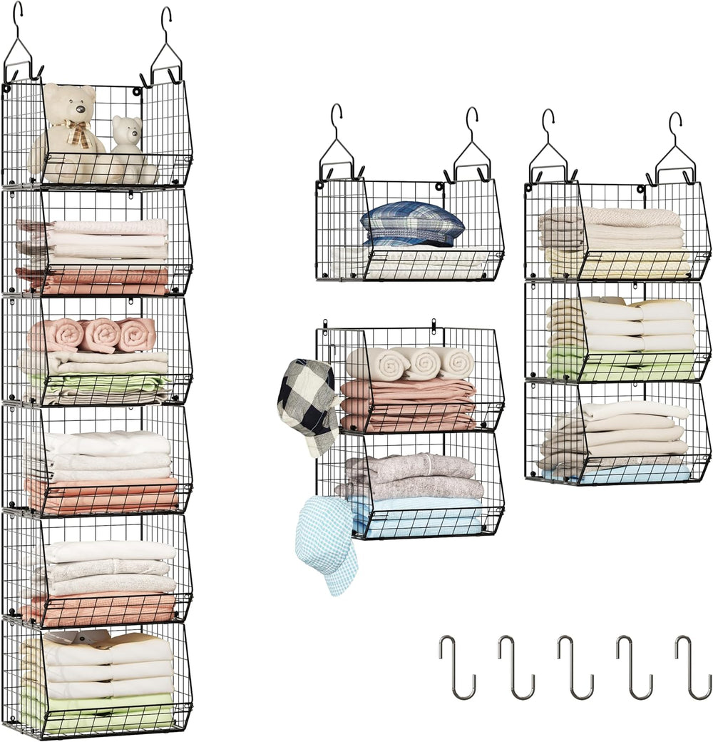 6 Tier Closet Hanging Organizer, Clothes Hanging Shelves