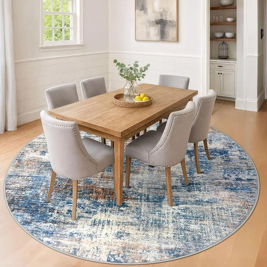 IOHOUZE Abstract Round Area Rug 8 Ft Washable Circle Rugs Large Round Rug Non - Image 2