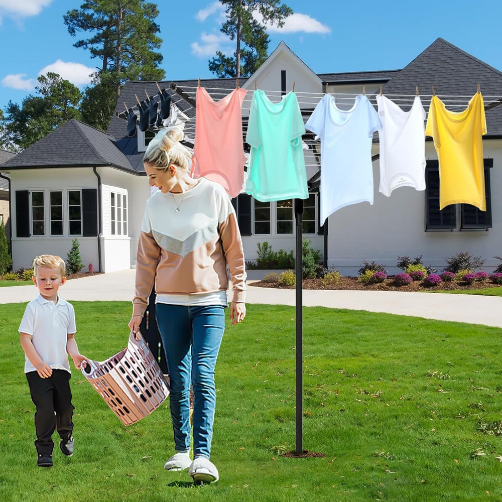 Umbrella Clothesline Outdoor, Rotary Retractable Clothes Line Outdoors Adjust...