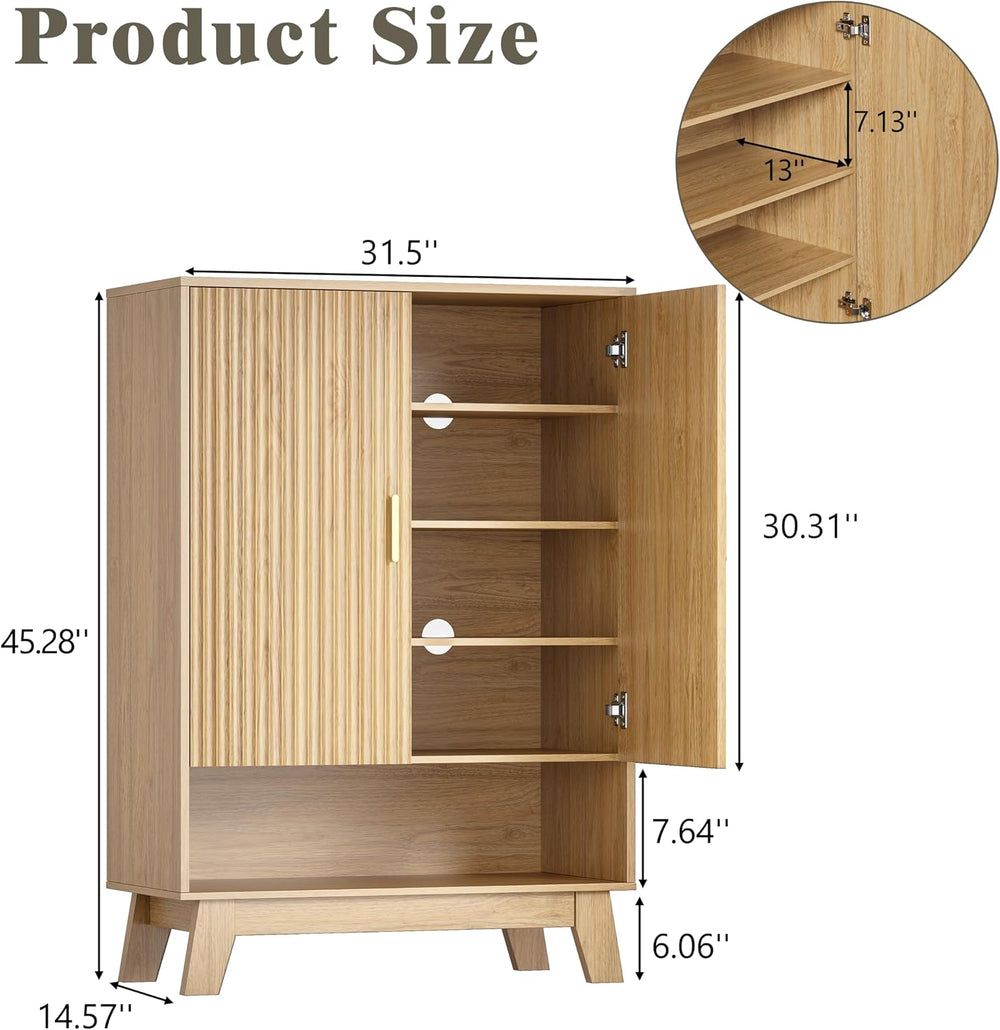HUANLEGO Shoe Cabinet Storage for Entryway with Doors, Oak