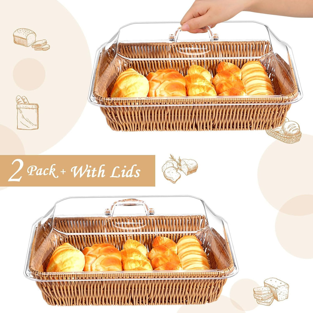 Ziliny 2 Set Wicker Bread Basket forServing, 17.72" X 13.78"
