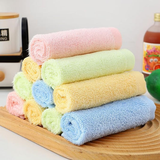 Bamboo Microfiber Cleaning Cloth-8Pcs Kitchen Wash Cloths, Wood Fiber Window - Image 2