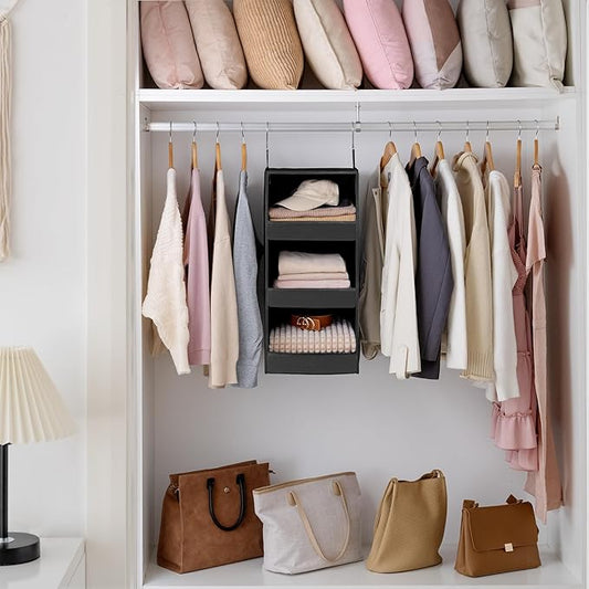 GRANNY SAYS 3-Shelf Hanging Closet Organizer, Collapsible Closet Hanging Shelves - Image 2