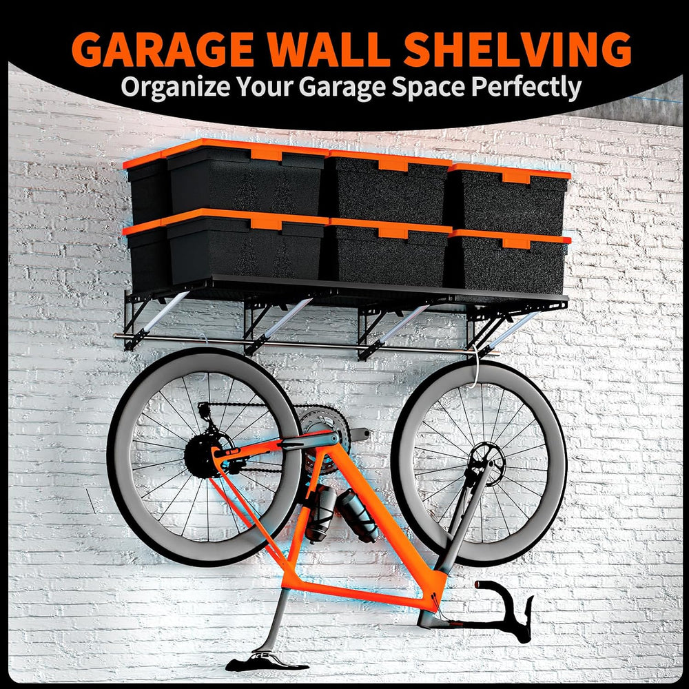 Heavy Duty Foldable Garage Storage Shelves Wall Mounted Metal Rack Unit Organ...