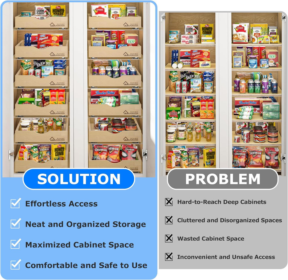 WelFurGeer Soft Close Pull Out Drawers for Cabinets, 17" W x 21" D ...