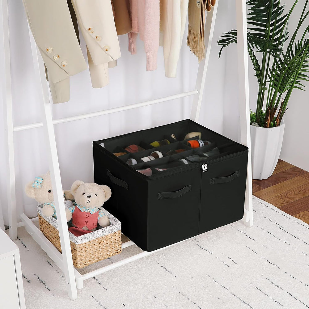 TOPIA HOME Shoe Organizer for Closet 2 Pack, Foldable Shoe Box with Adjustabl...