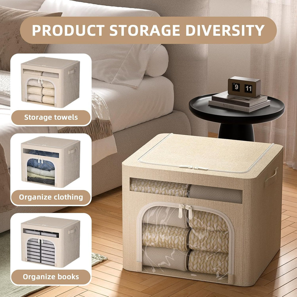 FHSQX 6 Pack Foldable Storage Bins for Clothes Clothes Storage Bins with Meta...