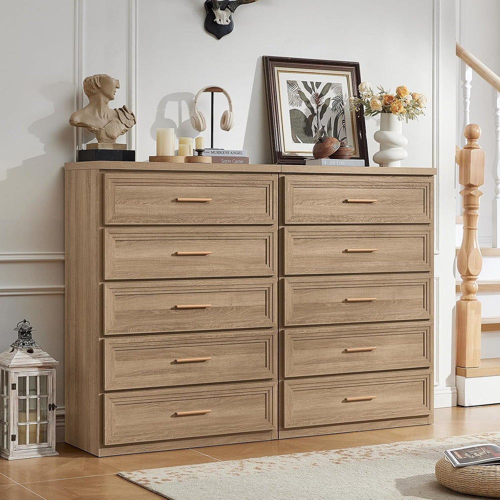 RWYHG Dresser Set for Bedroom with 5 Drawers 45" Tall with Gold Handle