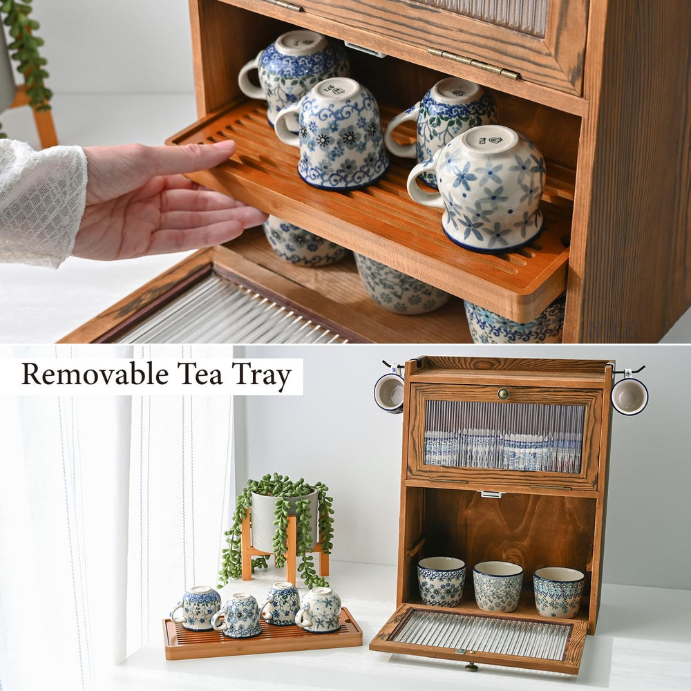 Ikee Design Wood 2-Tier Cabinet with Airflow Drying Tray