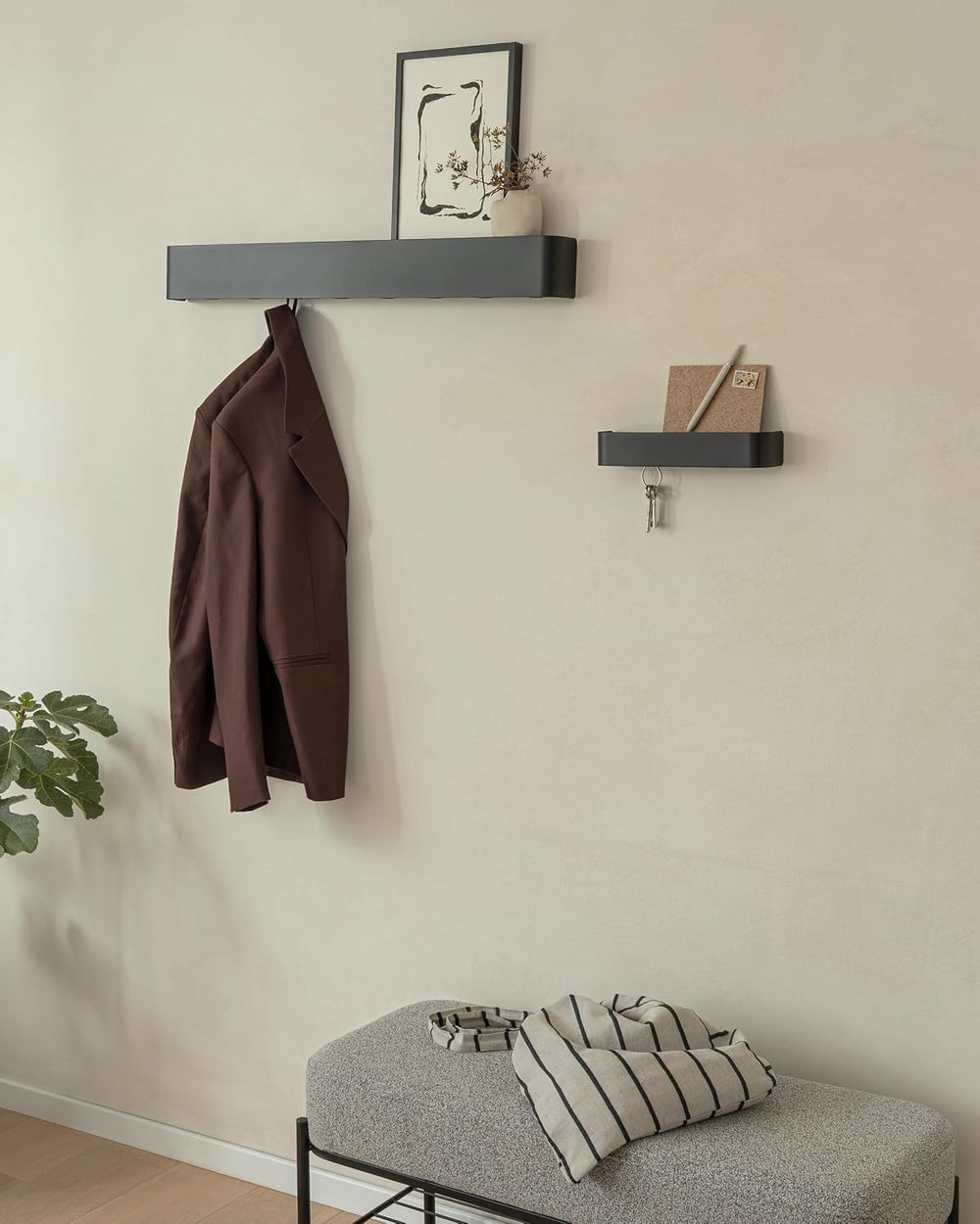 Kazai. Coat Rack Wall Mount with Shelf 'Tone' | Modern Design Coat Ha...
