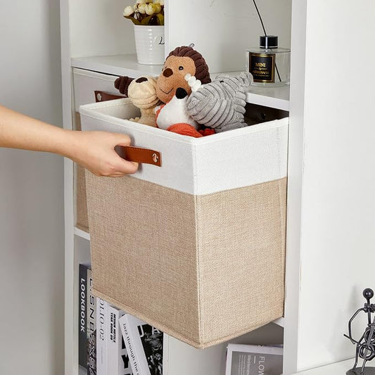 DULLEMELO Cube Storage Bins, Collapsible foldable Linen Canvas Closet Storage - Image 2
