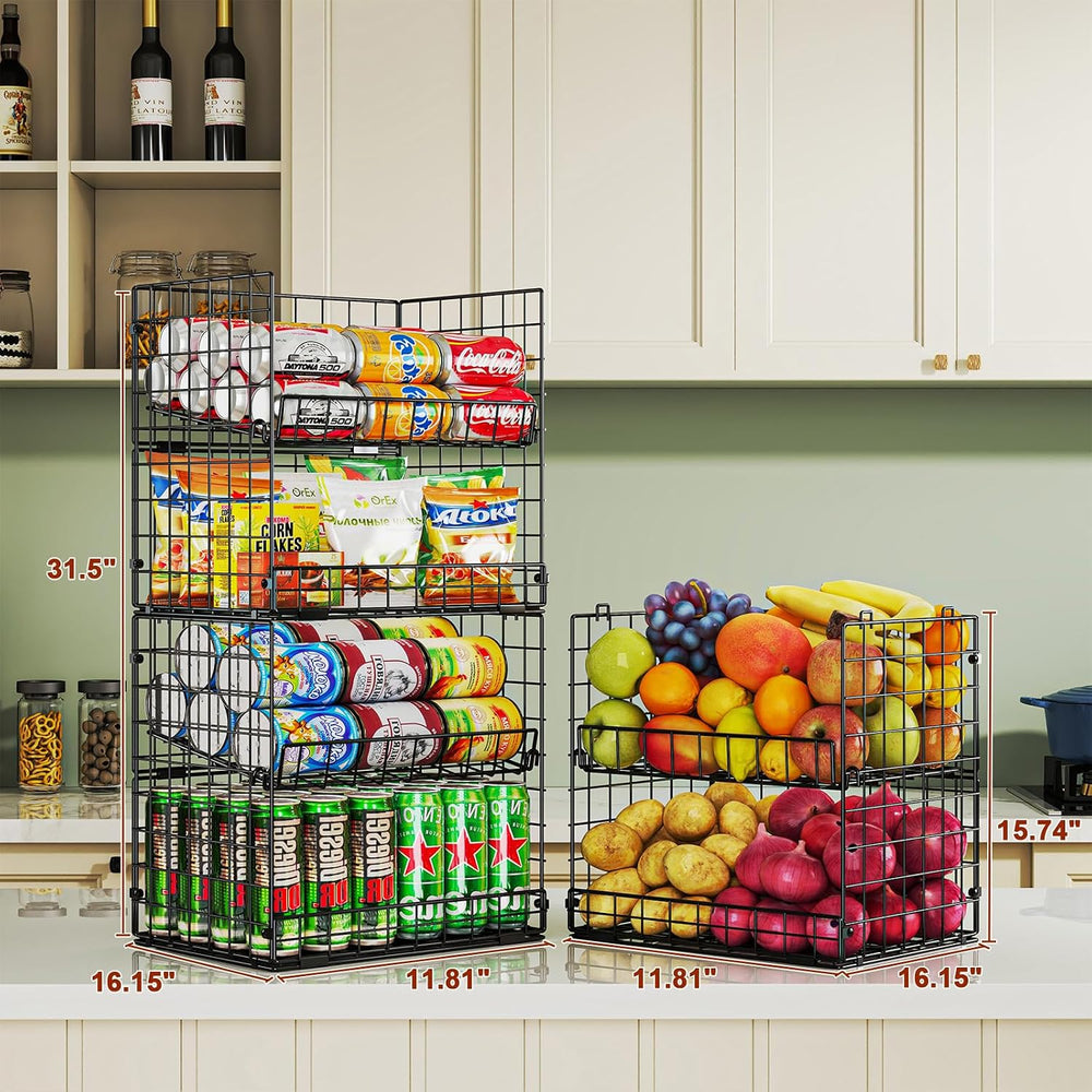 JKsmart 6-Tier XXL Stackable Wire Basket, Snack Organizer for Countertop