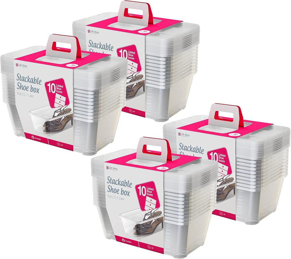Life Story 6 Liter Plastic Storage Container Set, Stackable Shoe, Accessory, ...