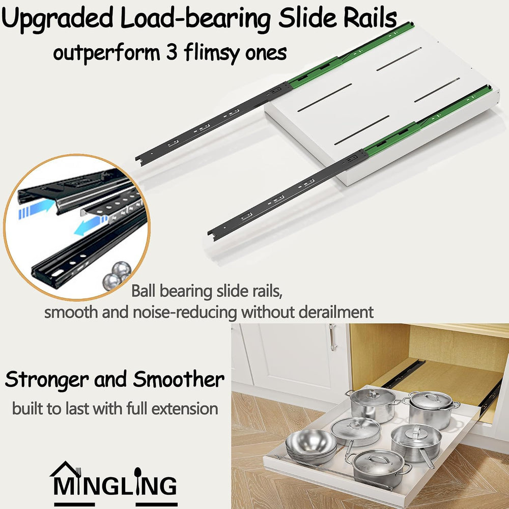 MINGLING 2 Pack Pull Out Cabinet Organizer, Stainless Steel White