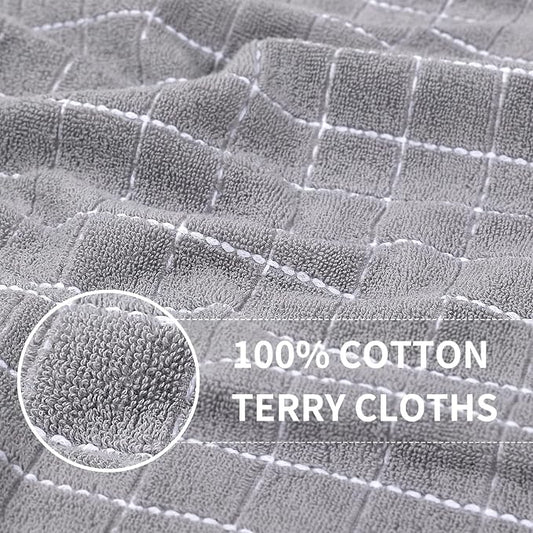 Homaxy 100% Cotton Terry Kitchen Towels, Checkered Designed, Soft and Super - Image 2