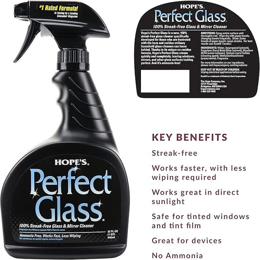 HOPE'S Perfect Glass Cleaner Spray, Streak-Free, Ammonia-Free Window, and - Image 2